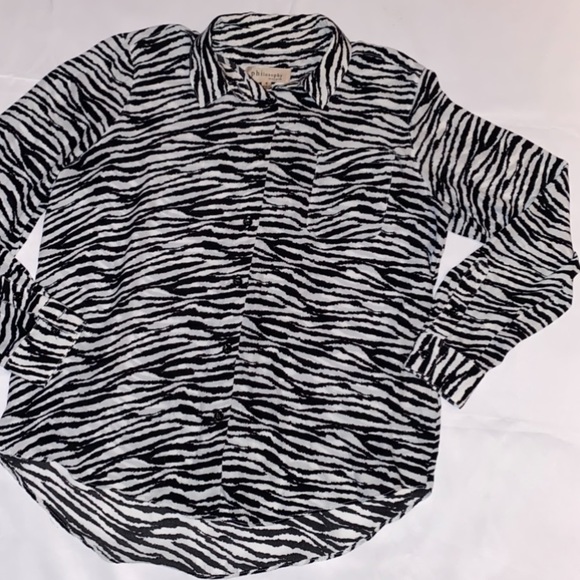 Philosophy Zebra Print Button Blouse - Picture 3 of 9